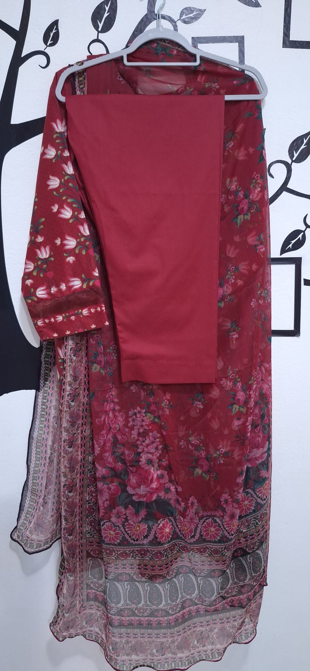 J. Maroon floral print