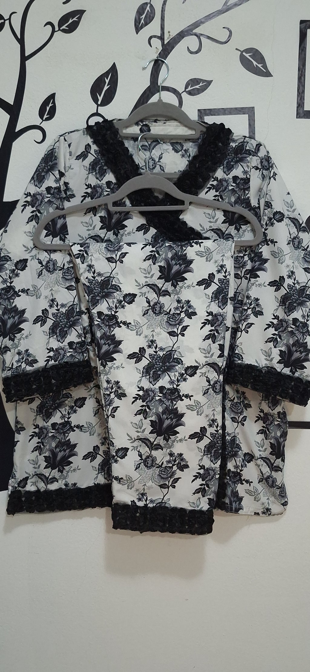 Black/White floral print coord