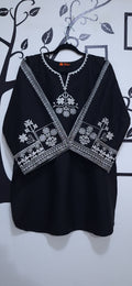 Black White embroidered
