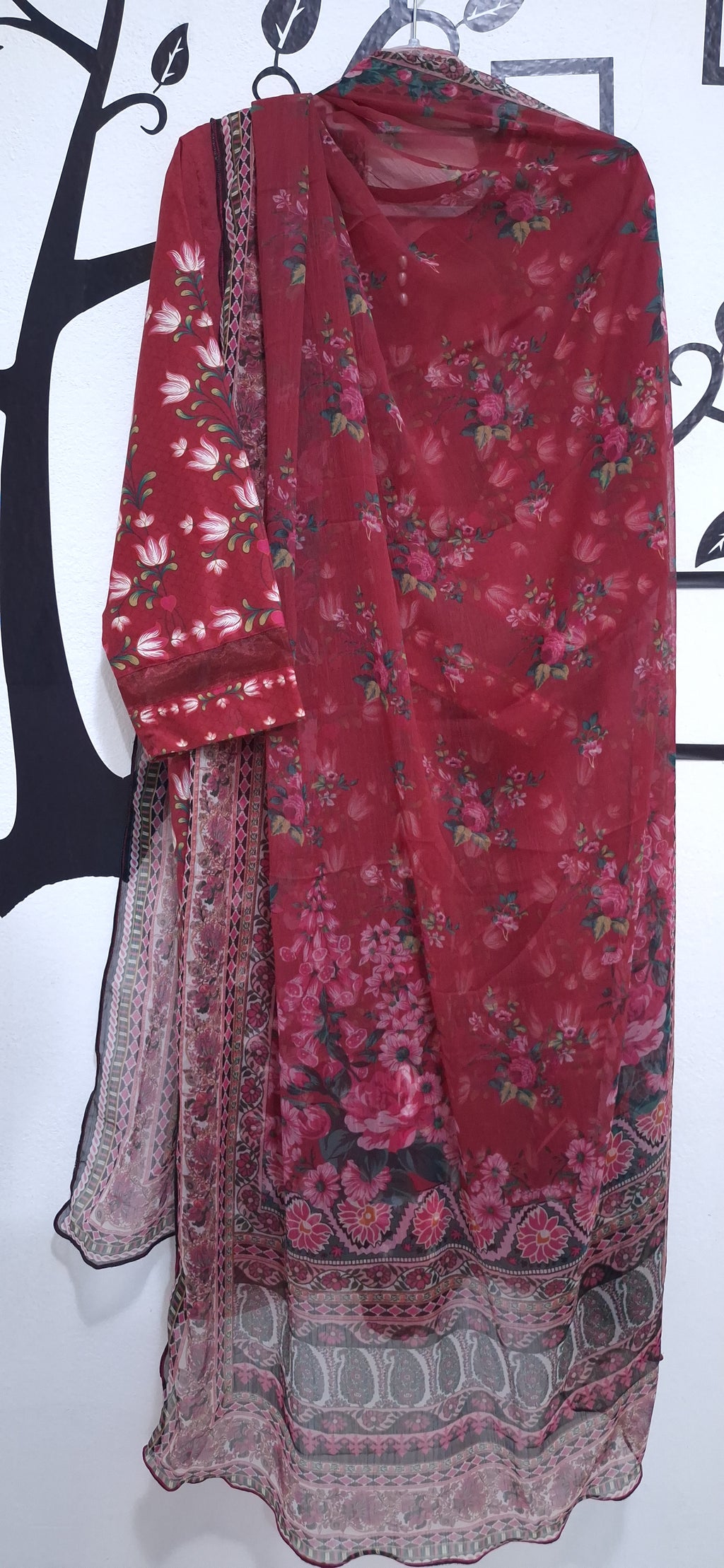 J. Maroon floral print