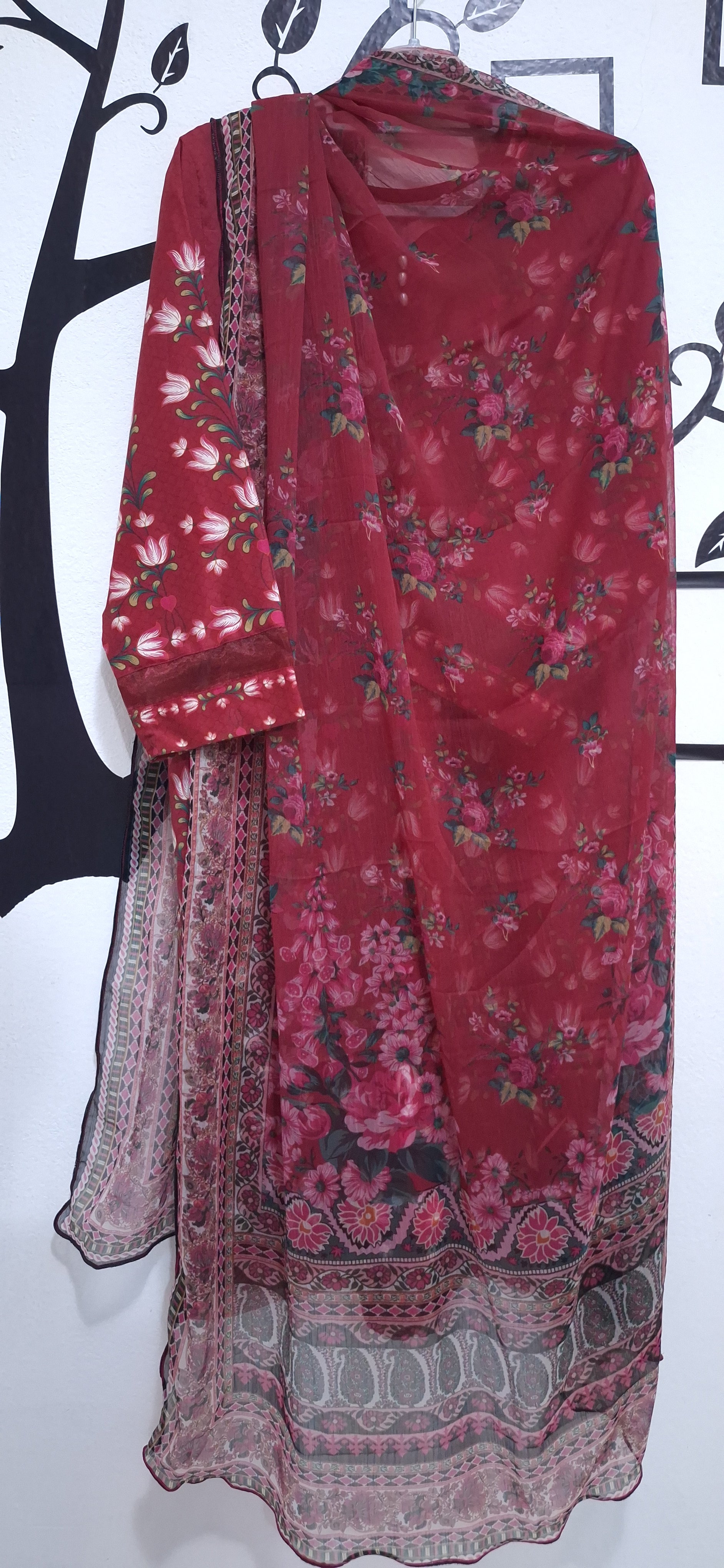 J. Maroon floral print