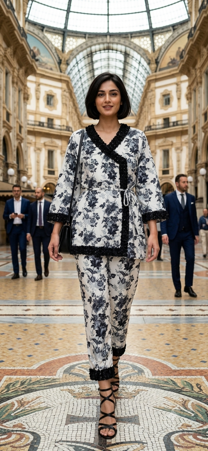 Black/White floral print coord