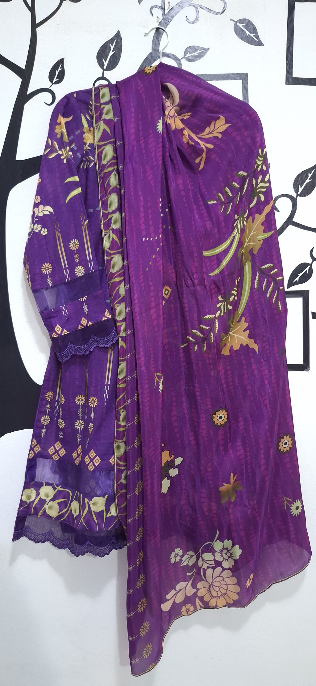Purple lawn Silk Dubata
