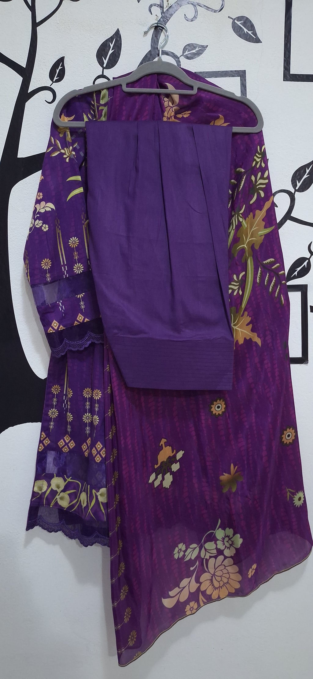 Purple lawn Silk Dubata